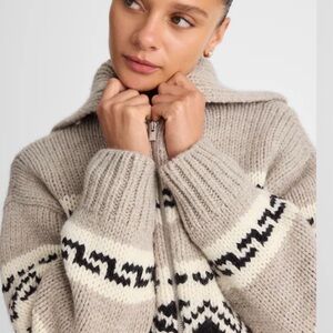 ISO Madewell Fair Isle Zip-Front Cardigan Jacket in Wool